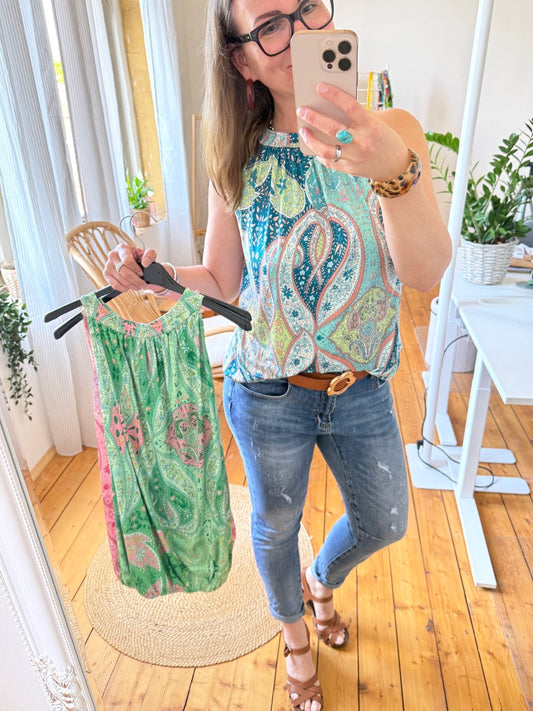 Top Alice Paisley Türkis