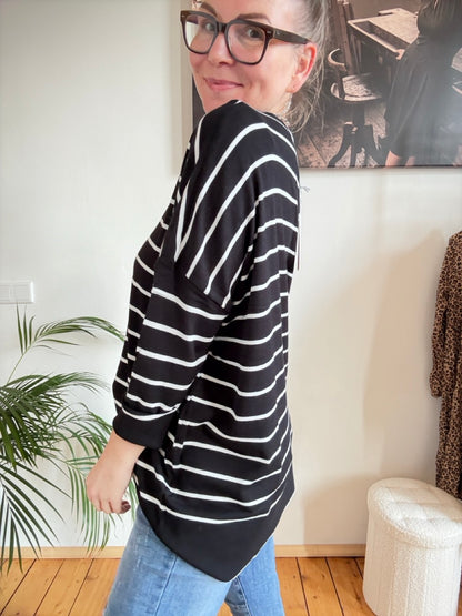 Pulli Cora Stripe Schwarz Weiß