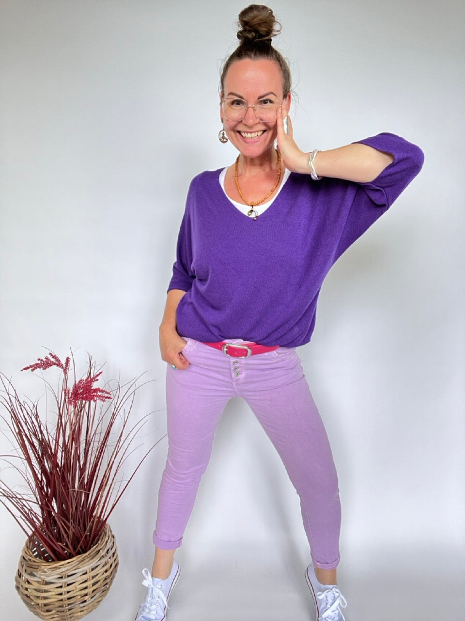 Shirt Leicht Verstrickt Violett NEU!