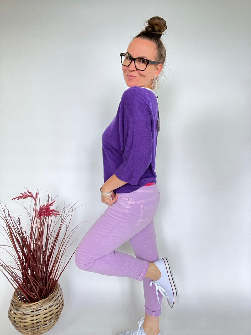 Hose Jeans Fünfknopf Lavendel