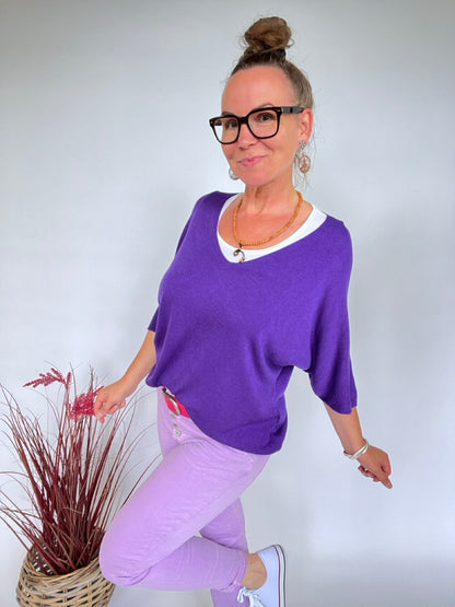 Shirt Leicht Verstrickt Violett NEU!