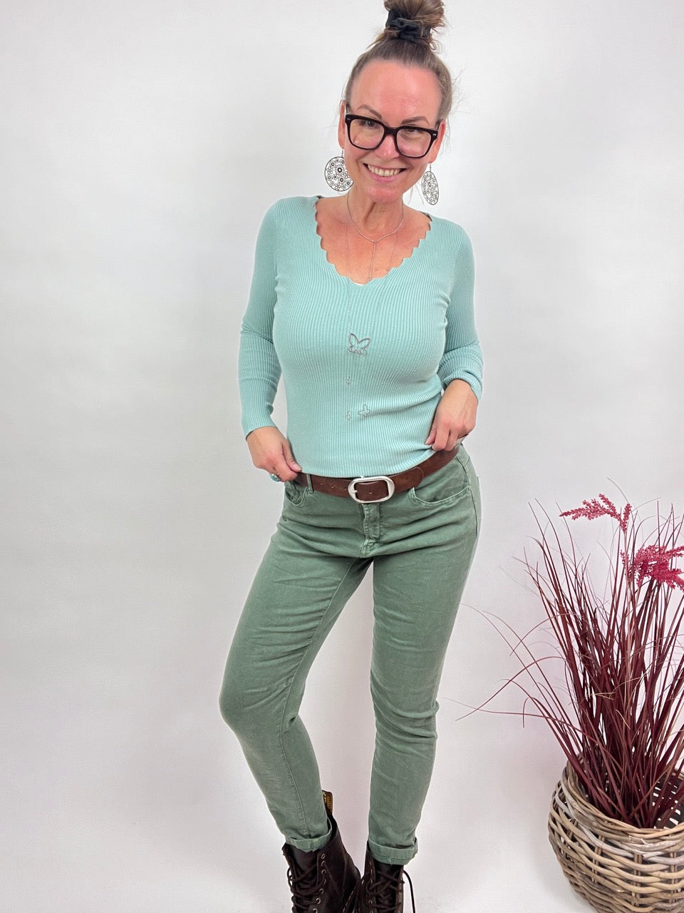 Hose NEU! Jeans Fantastisch Elastisch Olive Grün