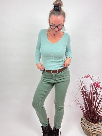 Hose NEU! Jeans Fantastisch Elastisch Olive Grün