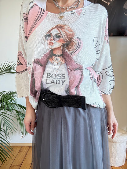Pulli Boss Lady Weiß