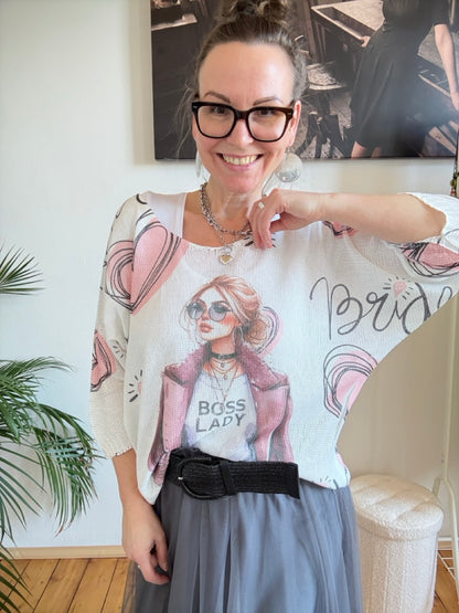 Pulli Boss Lady Weiß