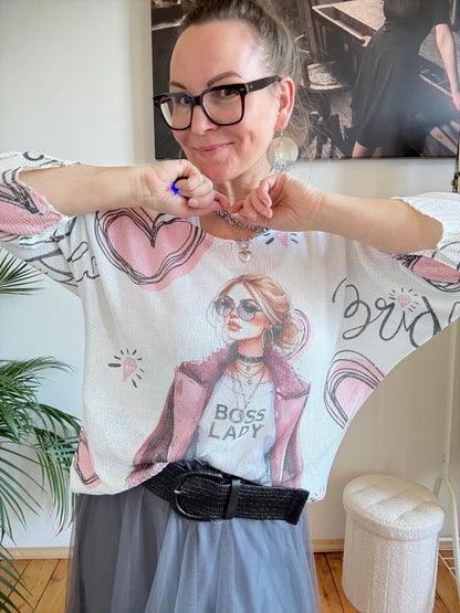 Pulli Boss Lady Weiß