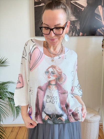Pulli Boss Lady Weiß