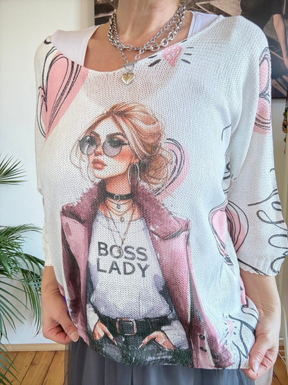 Pulli Boss Lady Weiß