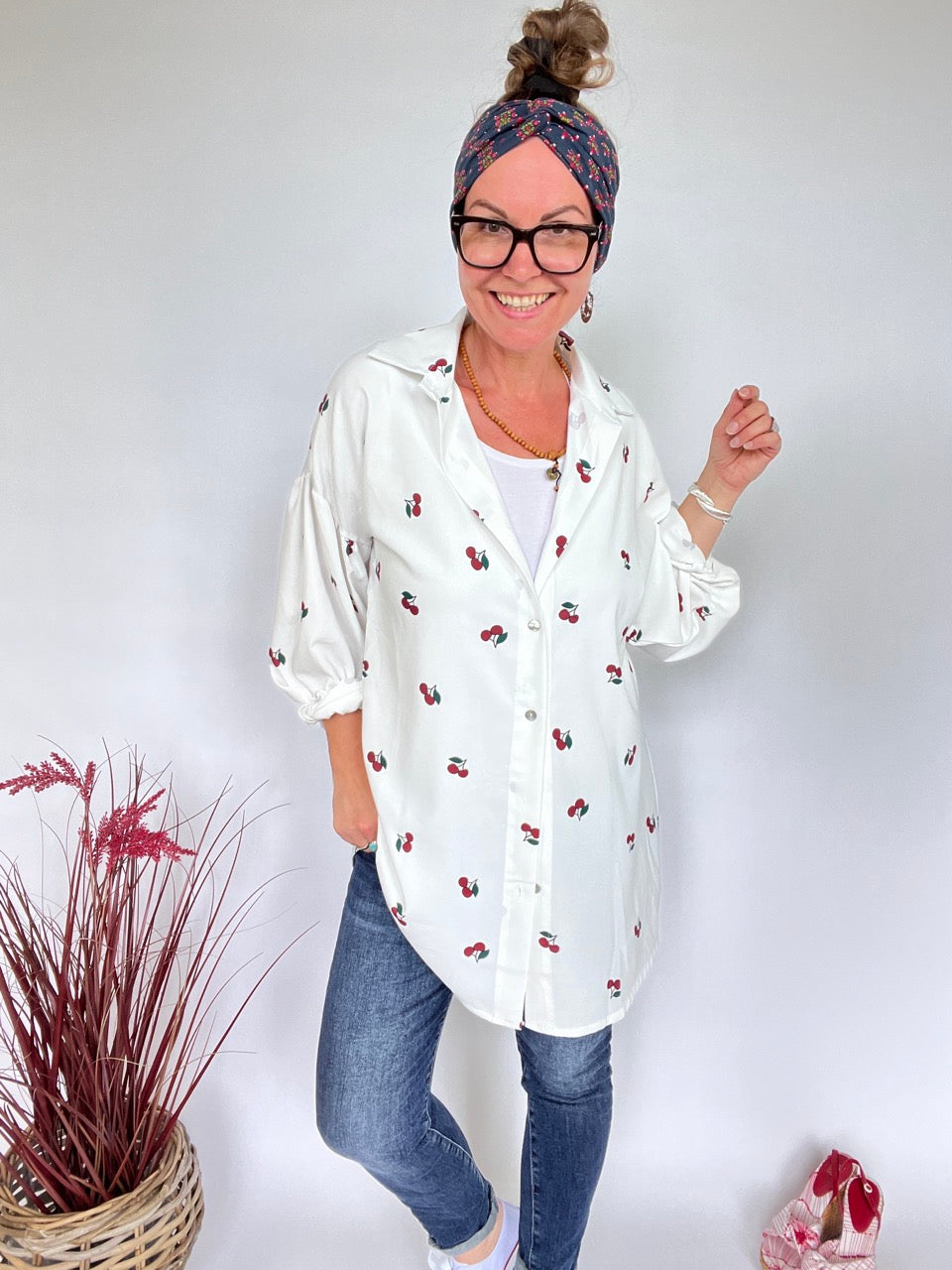 Hemd Bluse Cherry Cherry Weiß