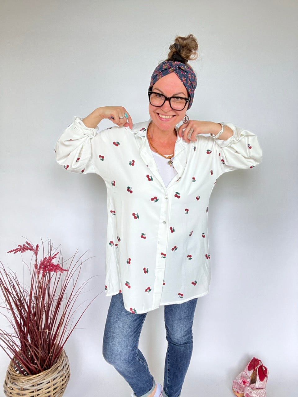 Hemd Bluse Cherry Cherry Weiß