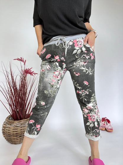 Jogpants Blumenpower Grau