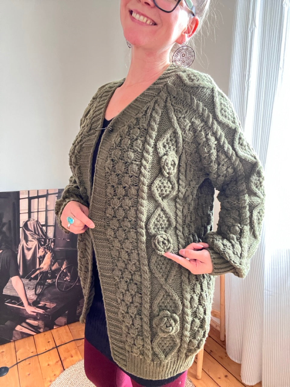 Strickjacke Blütezeit Olive Grün