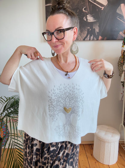 Shirt Strick Baum des Lebens Weiß