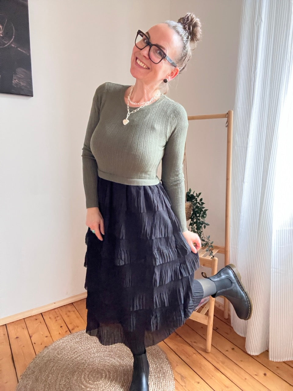 Kleid Ronja Olive Schwarz