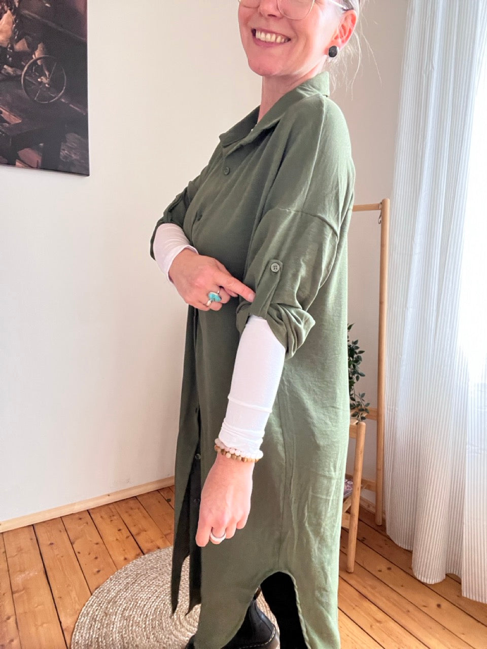 Hemd Kleid Olive Grün