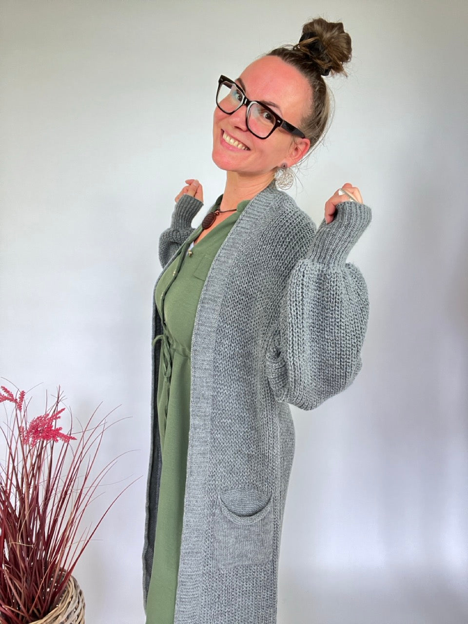 Strickjacke Mantel Isabella Grau