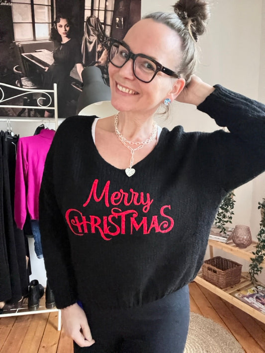 Pulli Merry Christmas Schwarz