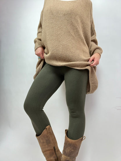 Leggings Strickschick Olive Grün