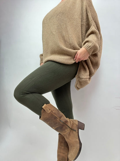 Leggings Strickschick Olive Grün