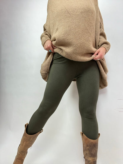 Leggings Strickschick Olive Grün