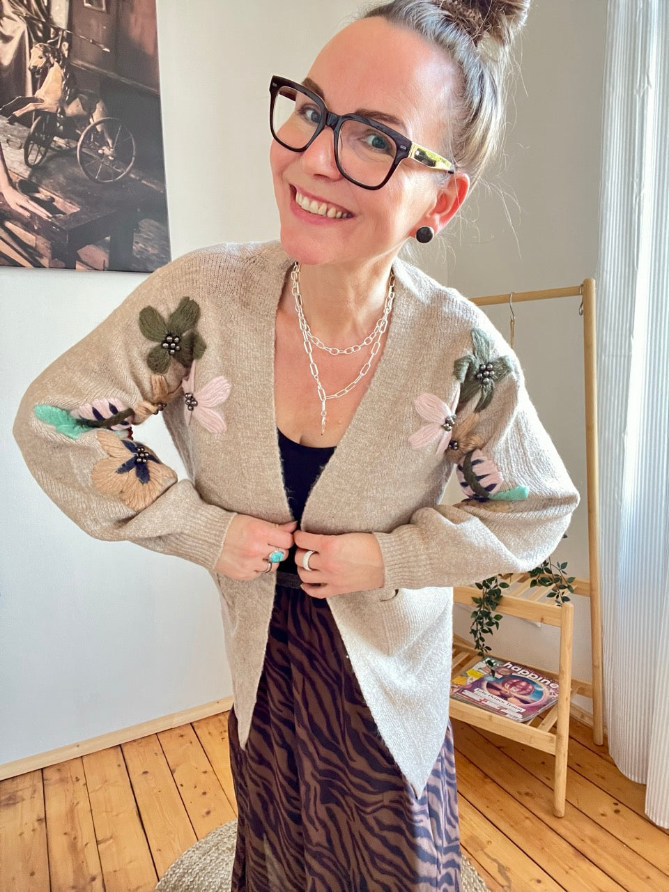 Strickjacke Flora Taupe