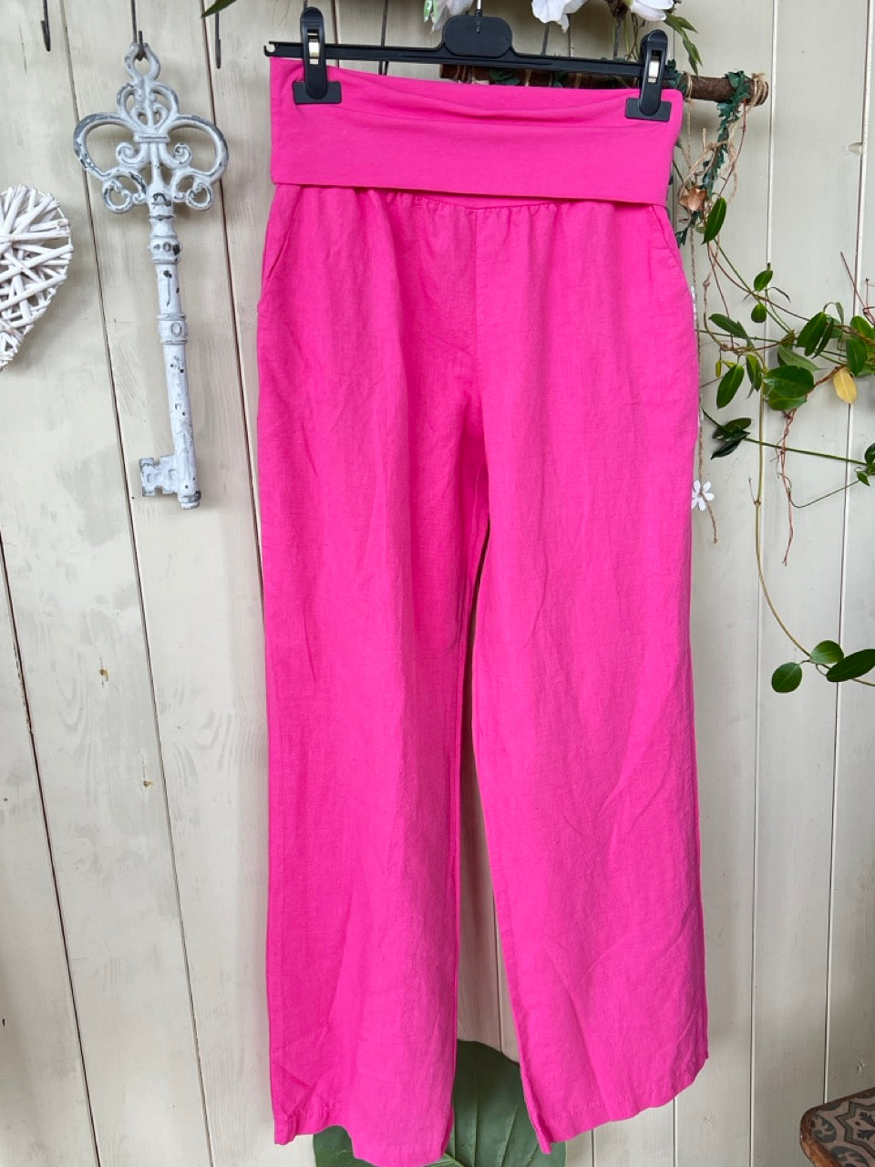 Hose Leinen Glück Pink