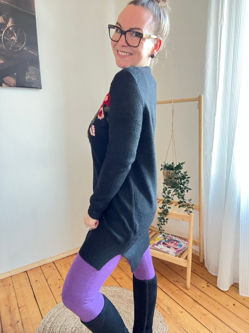 Leggings Strickschick Violett