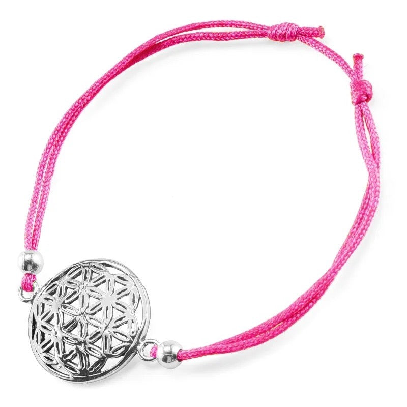 Armband Blume des Lebens Echt Silber Pink