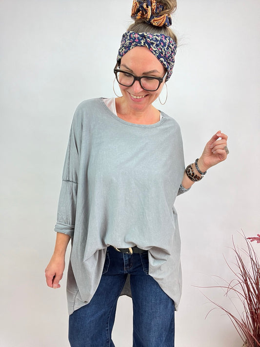 Langarm Shirt Hilda in Blaugrau