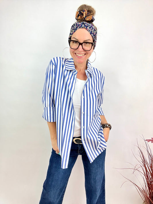 Hemd Bluse Gretchen Stripe Blau