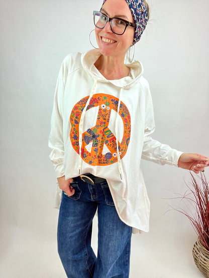 Pulli Peace Weiß