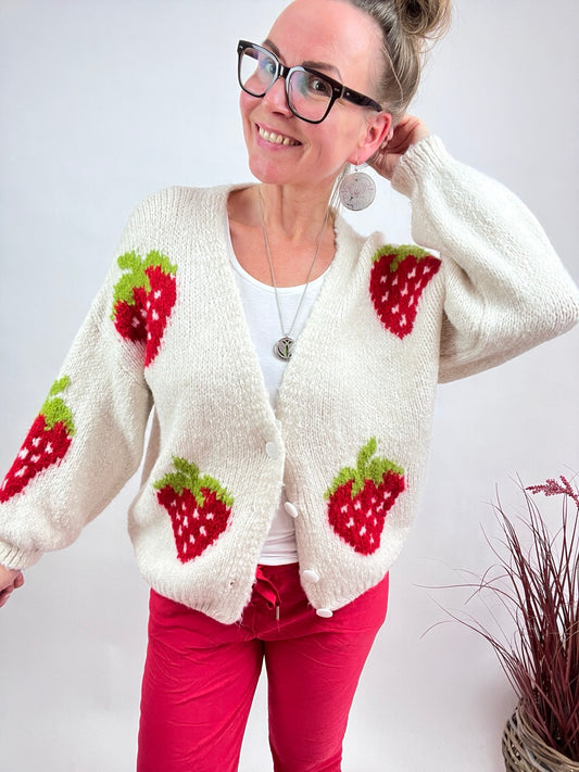 Strickjacke Strawberry Weiß