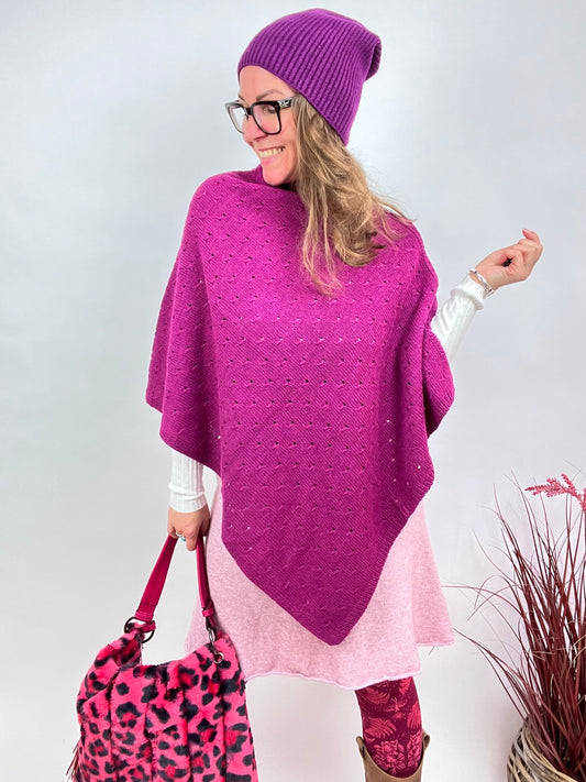 Poncho Woll Herzl Magenta