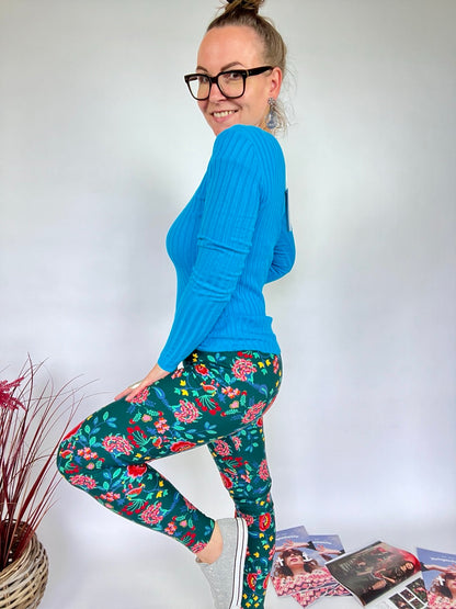 Thermo Leggings Beautiful Flower Blau