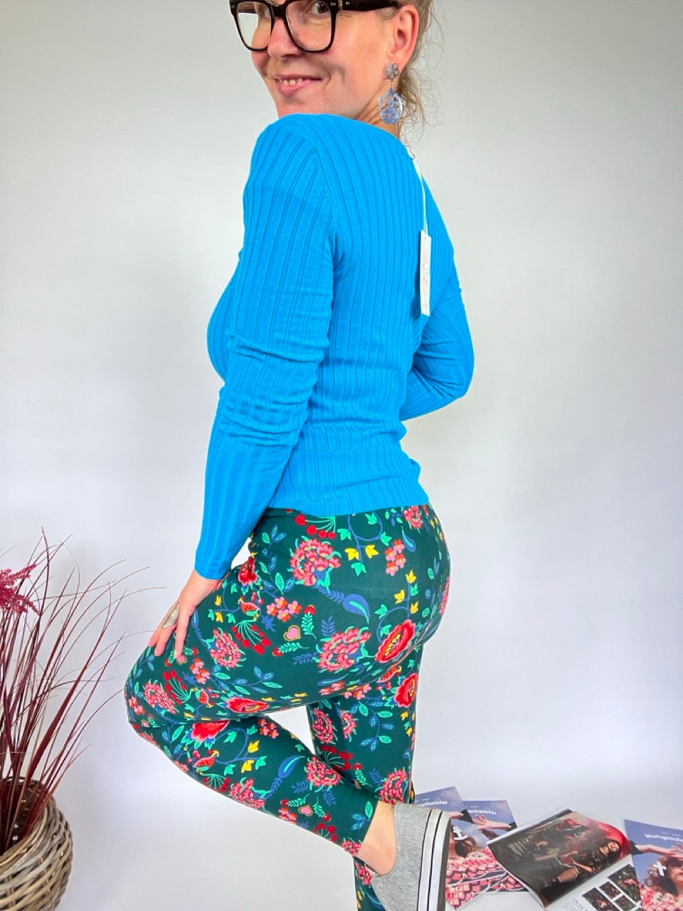 Thermo Leggings Beautiful Flower Blau