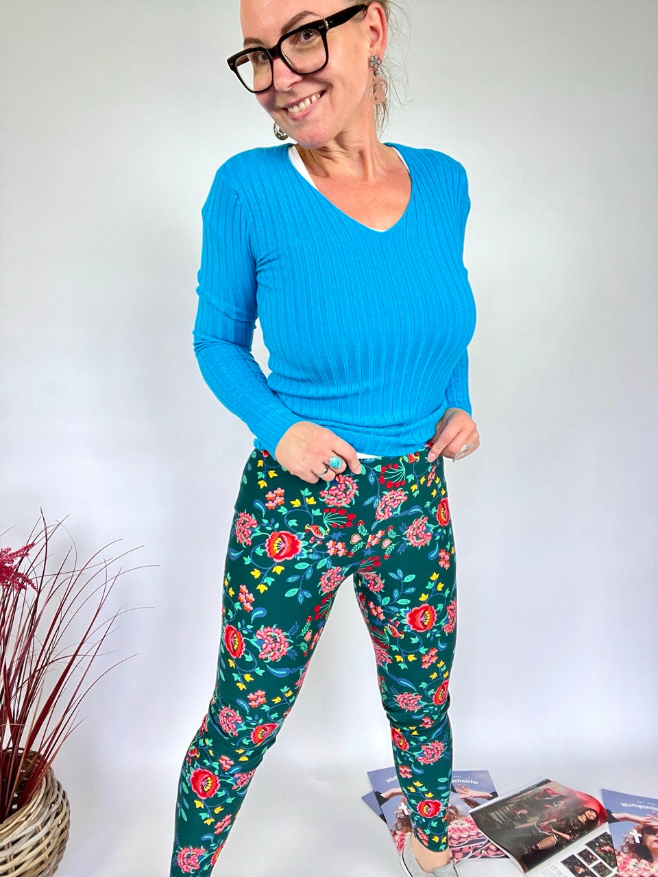 Thermo Leggings Beautiful Flower Blau