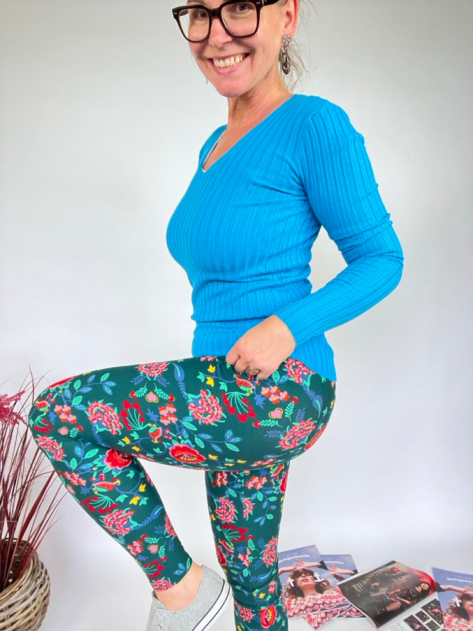 Thermo Leggings Beautiful Flower Blau