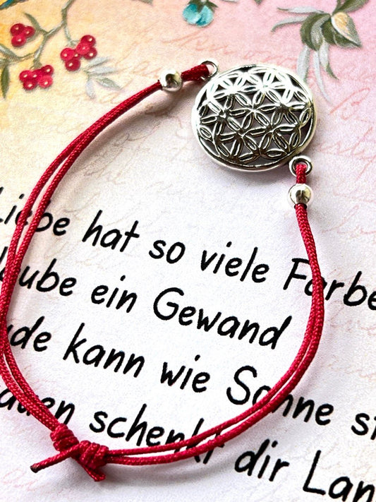 Armband Blume des Lebens Echt Silber Rot - FROLLEIN KÄTHE Shop
