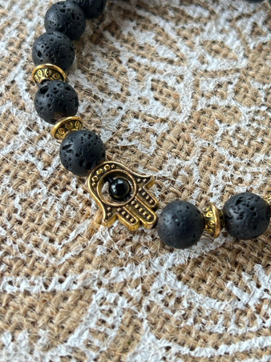 Armband Lava Stone Schwarz - FROLLEIN KÄTHE Shop