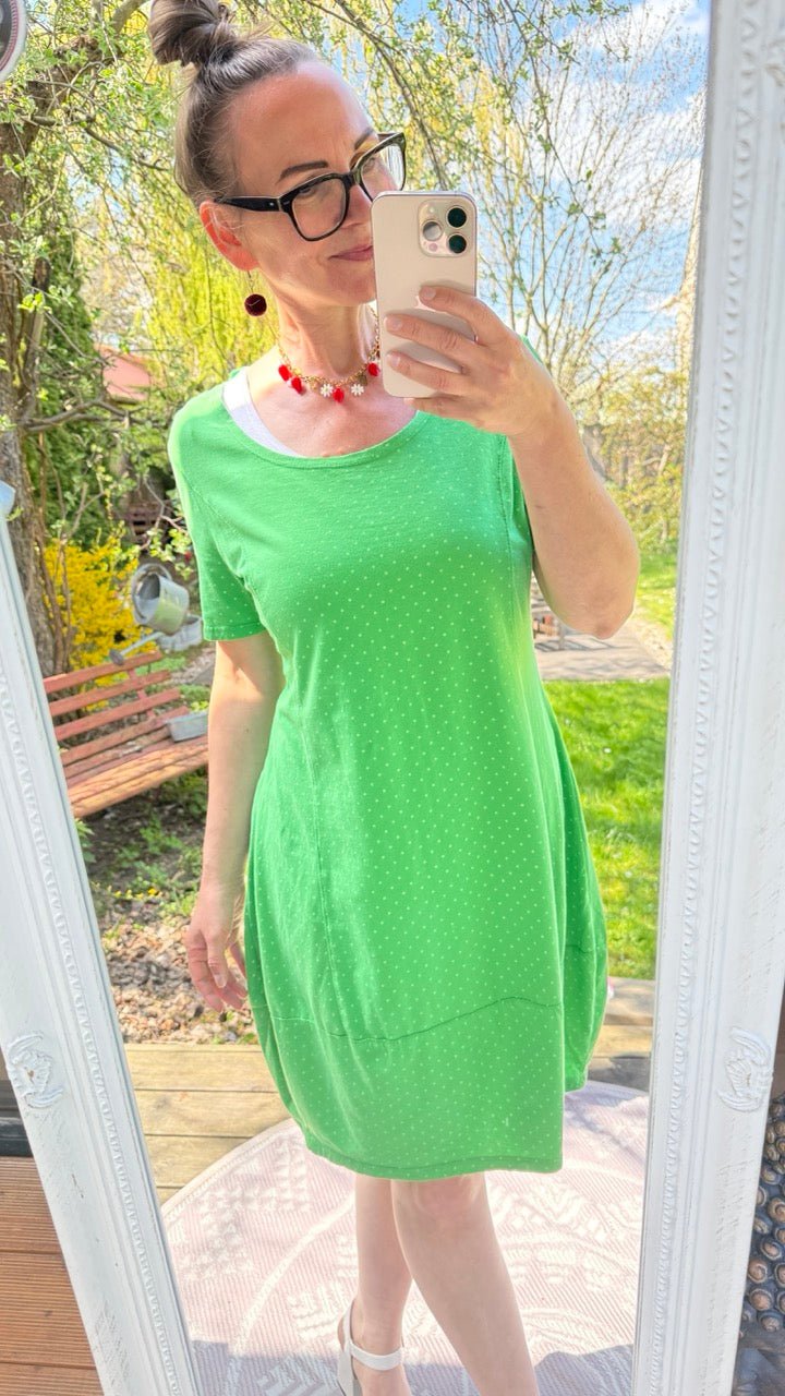 Ballonkleid Süße Pünktchen Grün - FROLLEIN KÄTHE Shop