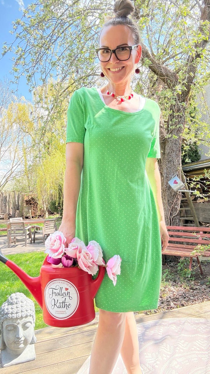Ballonkleid Süße Pünktchen Grün - FROLLEIN KÄTHE Shop
