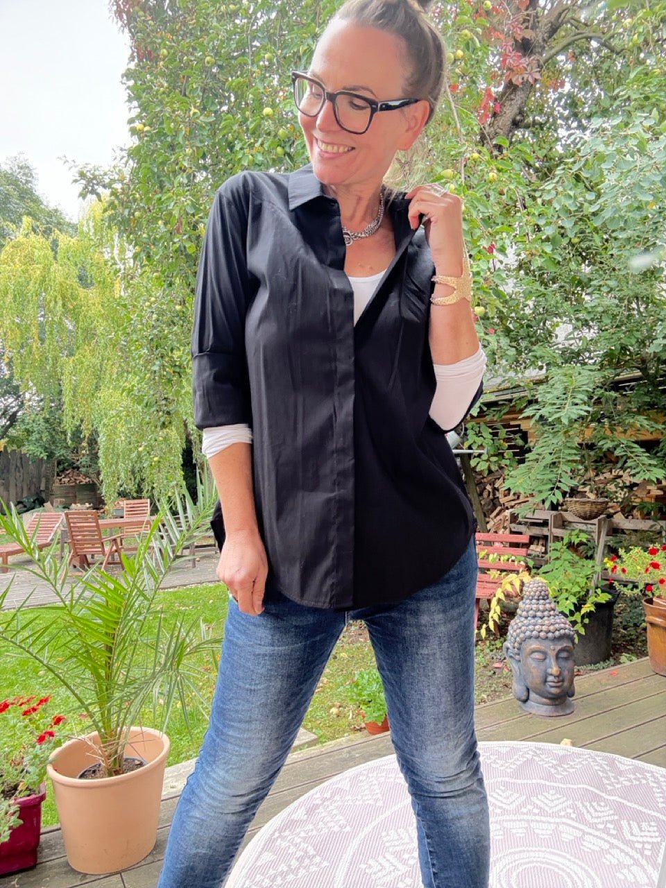 Bluse Gretchen Schwarz - FROLLEIN KÄTHE Shop