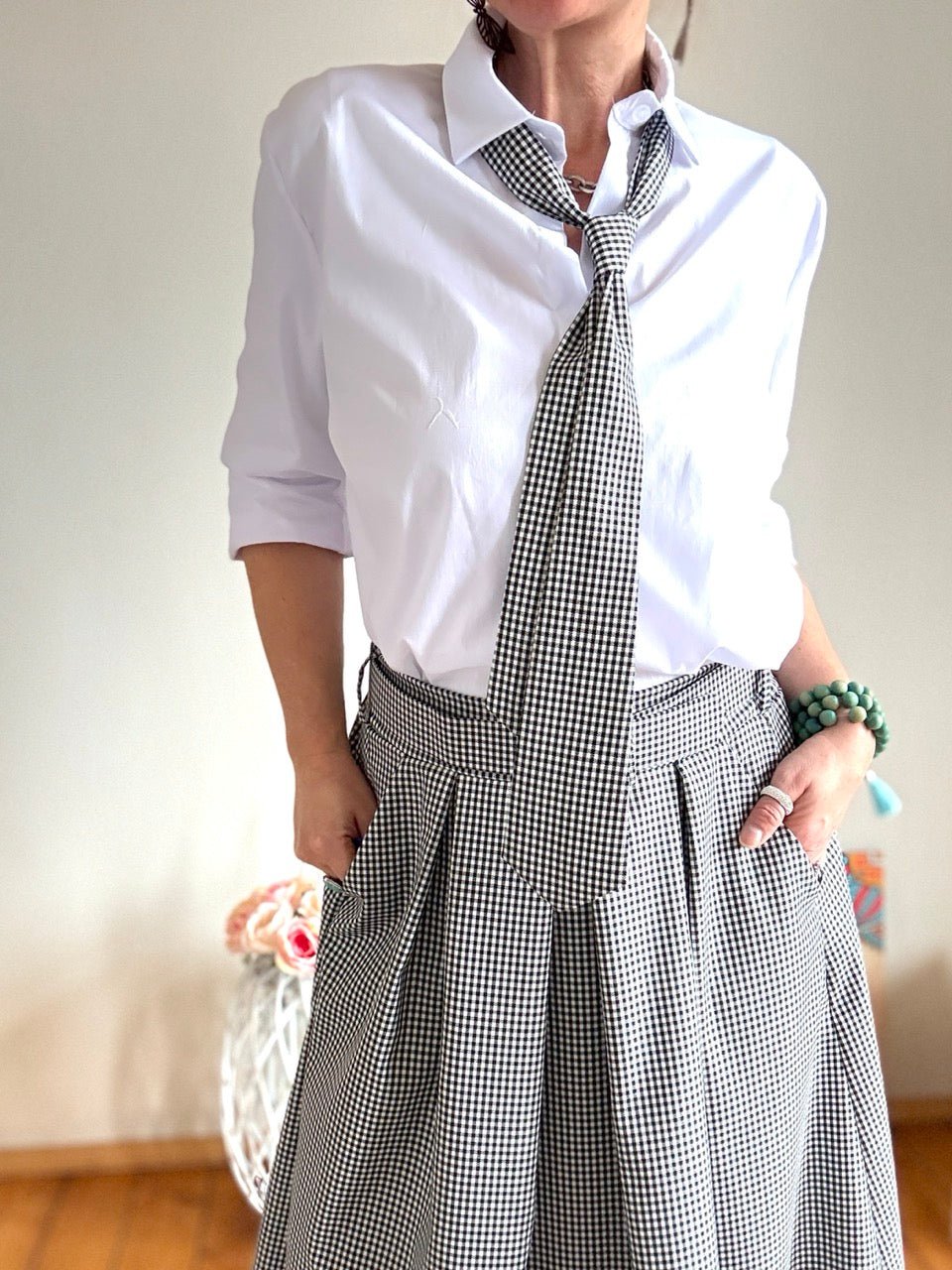 Bluse Gretchen Weiß mit Schlips - FROLLEIN KÄTHE Shop