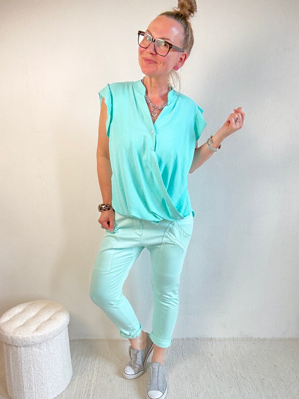 Bluse Liv Aqua - FROLLEIN KÄTHE Shop