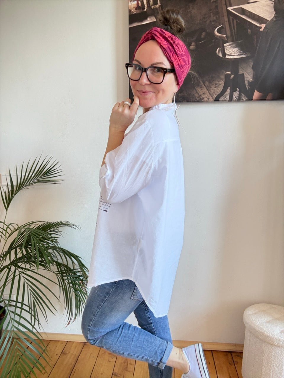 Bluse Lori Roter Mohn Weiß - FROLLEIN KÄTHE Shop