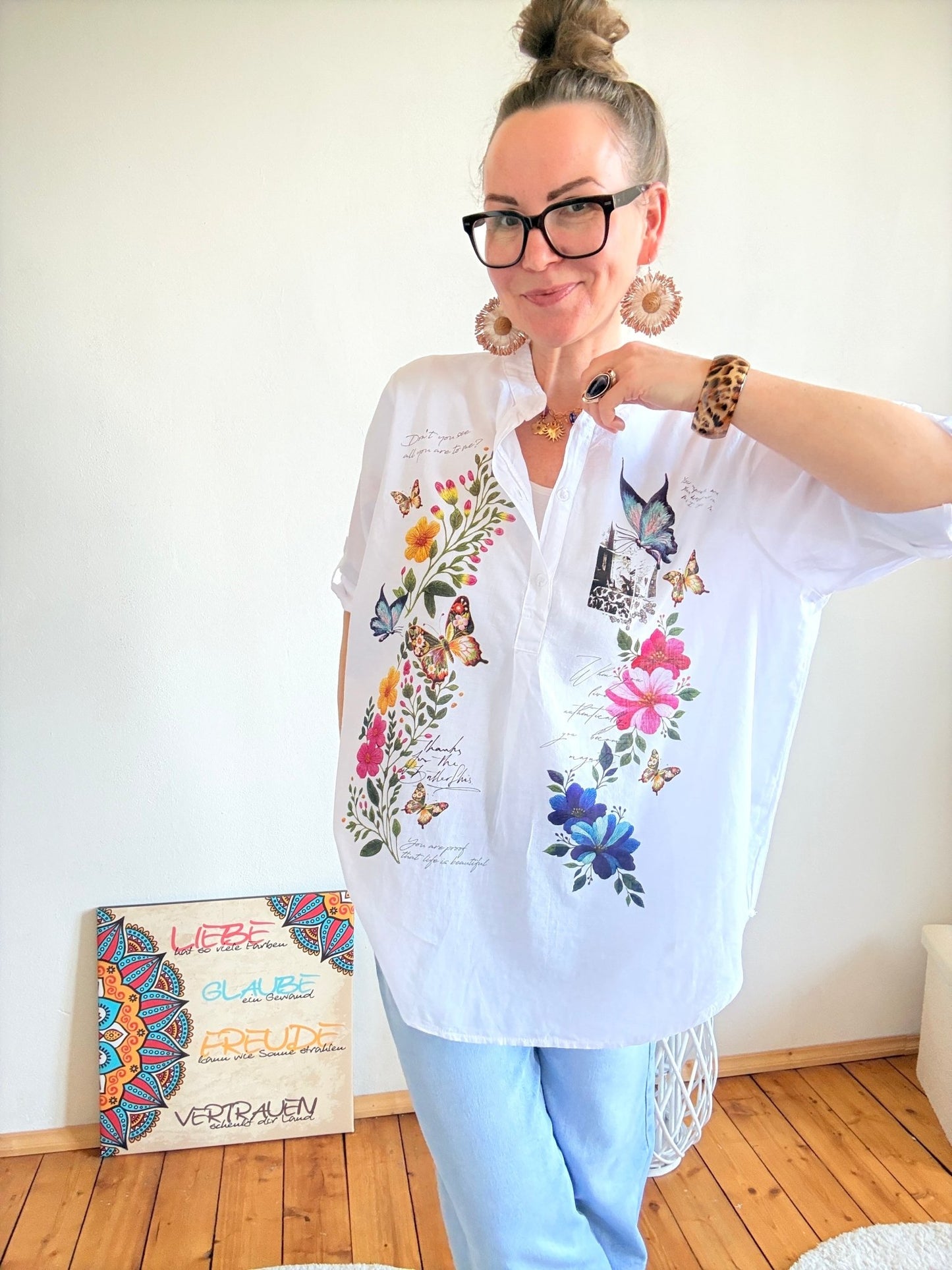 Bluse Lori Weiß Flowermix - FROLLEIN KÄTHE Shop