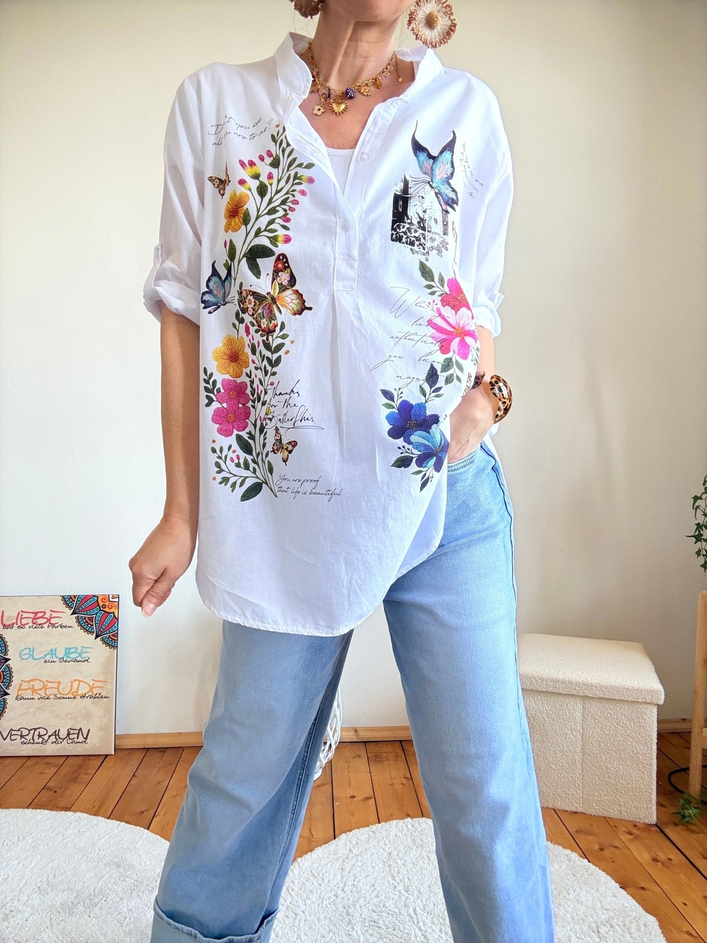 Bluse Lori Weiß Flowermix - FROLLEIN KÄTHE Shop