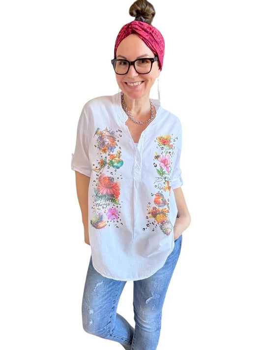 Bluse Lori Weiß Mustermix - FROLLEIN KÄTHE Shop