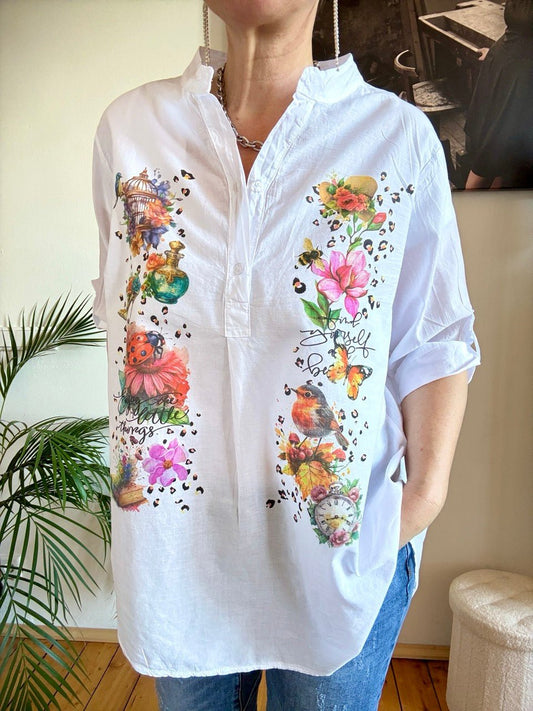 Bluse Lori Weiß Mustermix - FROLLEIN KÄTHE Shop