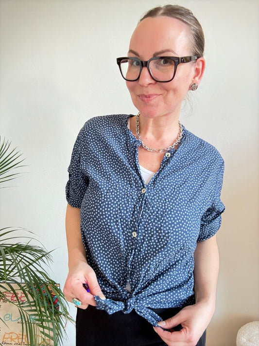 Bluse Nora Blau - FROLLEIN KÄTHE Shop